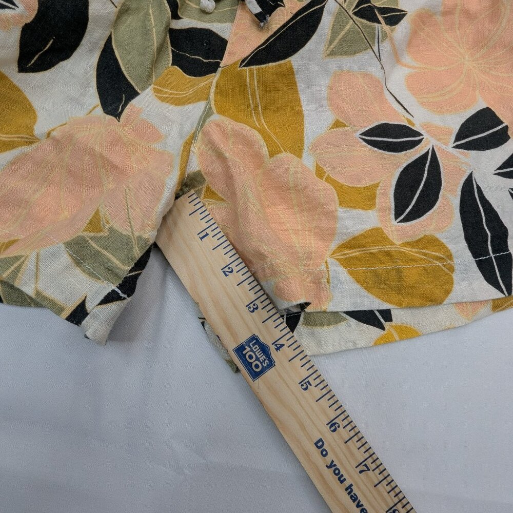 Rachel Zoe Women's 100% linen Elastic Waist Pocket Shorts Coastal Leave Design M - Picture 6 of 8